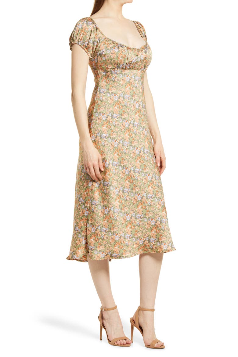 Floral Satin Midi Dress, Alternate, color, SAGE FLORAL