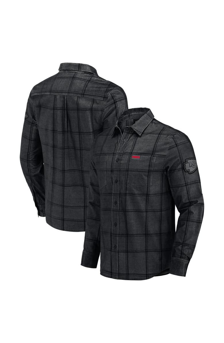 Darius Rucker Collection by Fanatics Men's Darius Rucker Collection by Fanatics Black Kansas City Chiefs Micro Corduroy Plaid Button Up Shirt, Main, color,