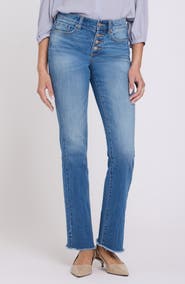 NYDJ Barbara Frayed Hem Exposed Button Bootcut Jeans