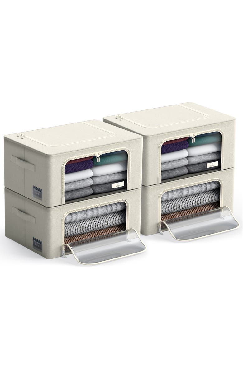 SORBUS 4-Pack Foldable Storage Boxes, Alternate, color, Beige