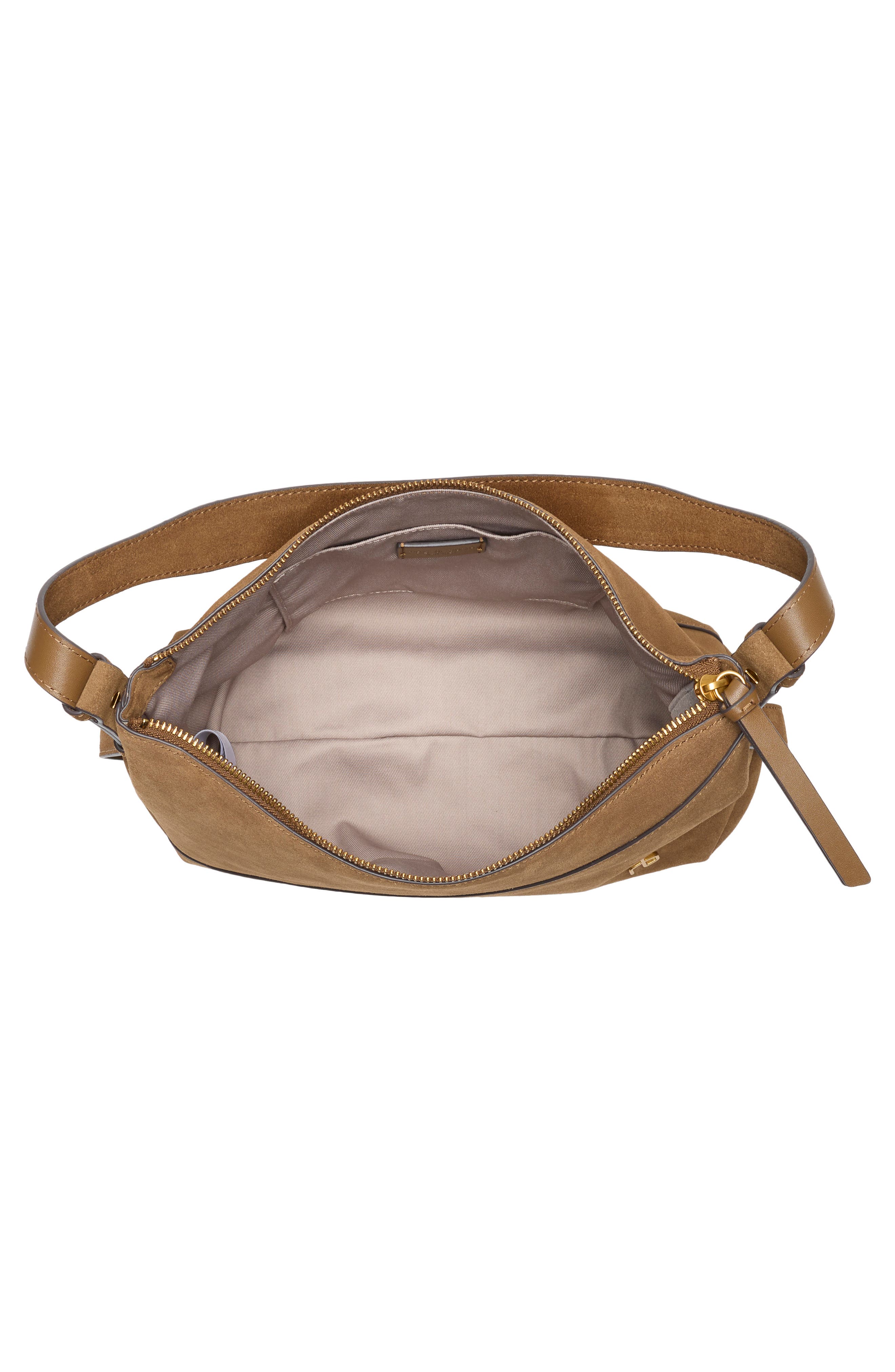 rag & bone Fulton Suede Shoulder Bag, Alternate, color, Golden Brown