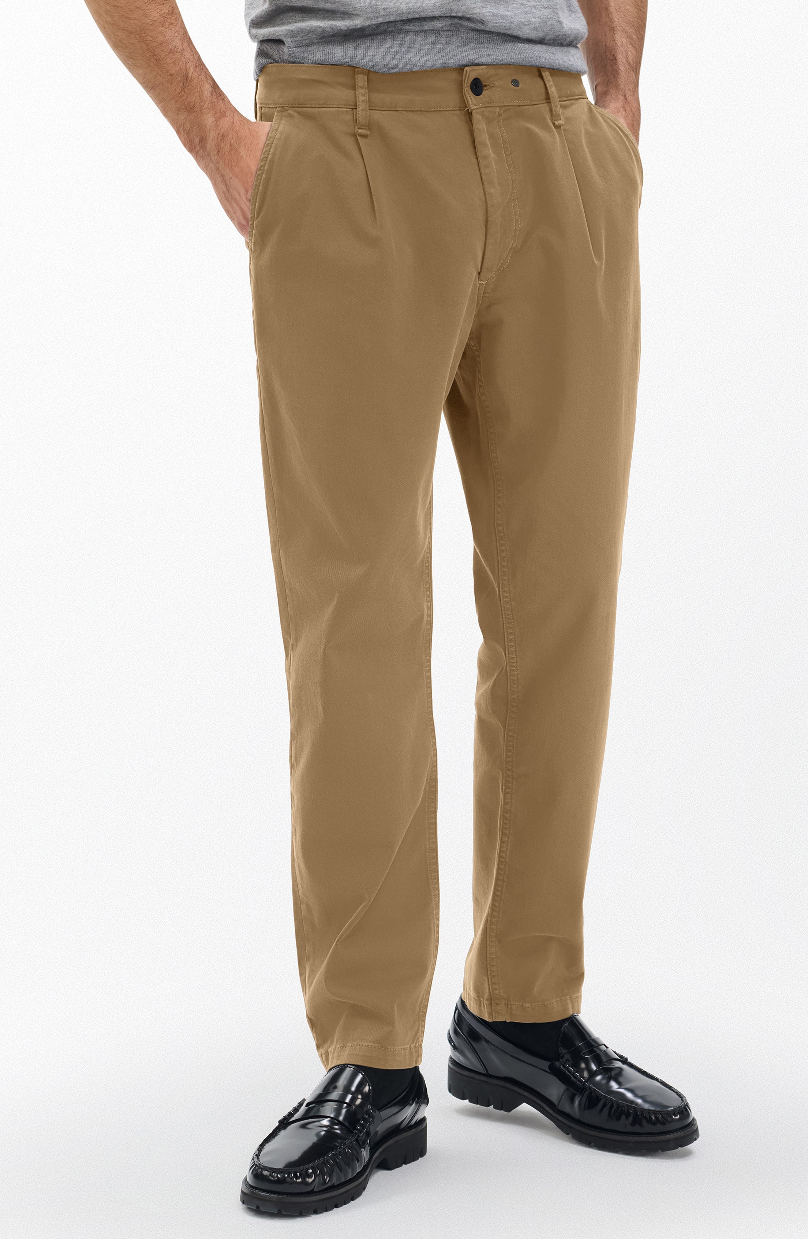Evan Trim Fit Pleated Stretch Cotton Chinos - image 3