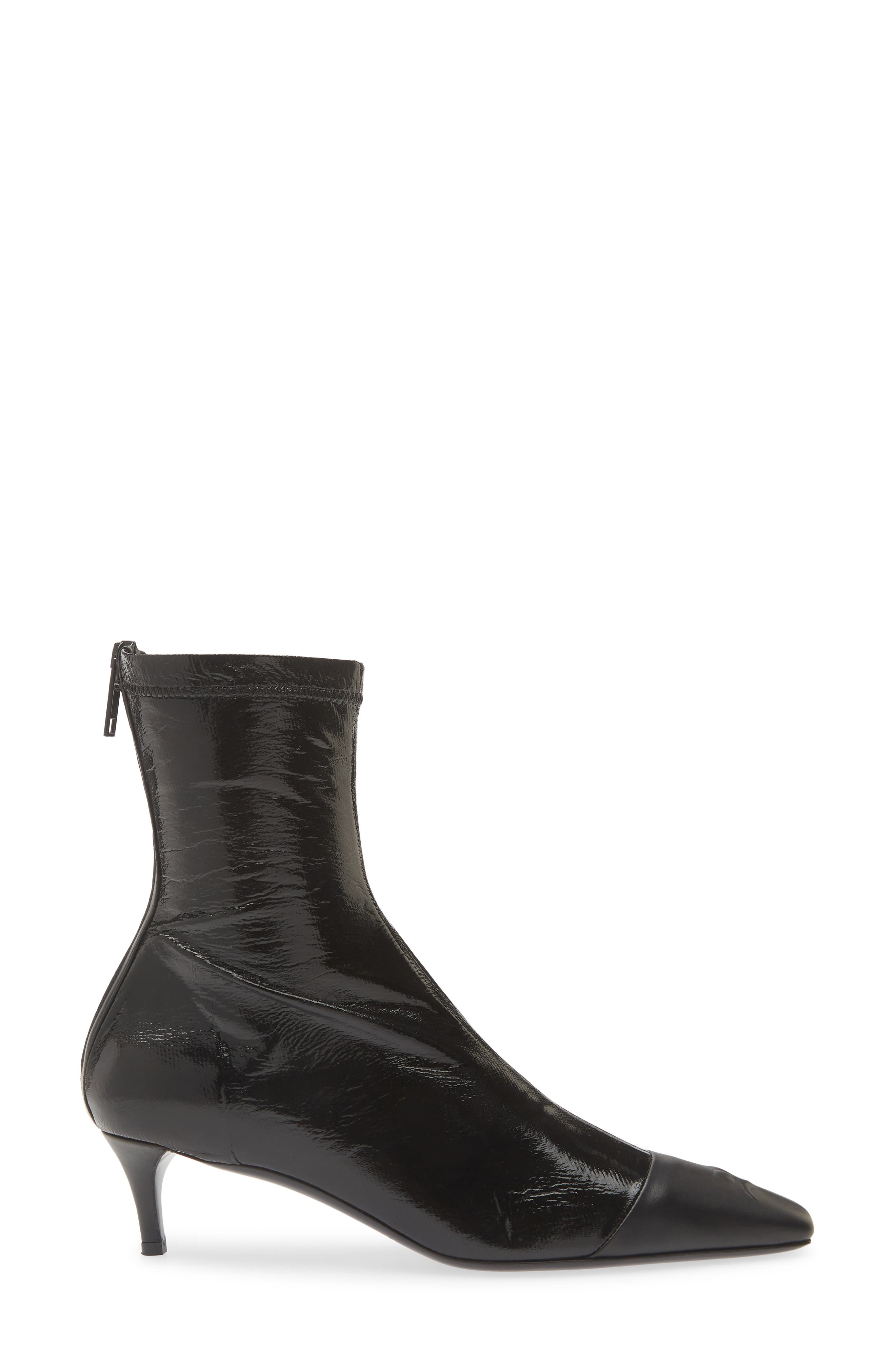 Vinyl Toe Cap Ankle Boot, Alternate, color, BLACK/ BLACK