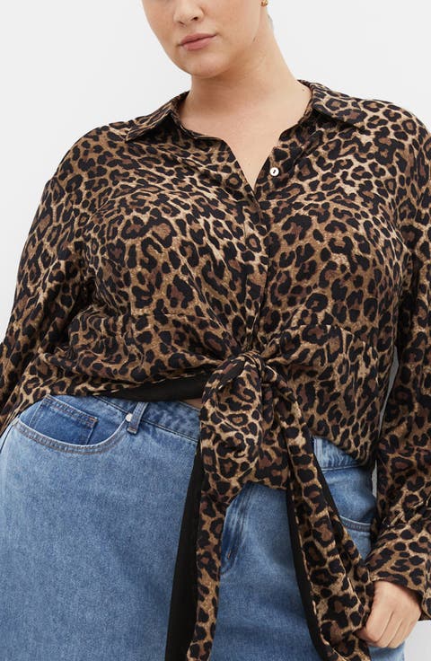 Ellie Long Sleeve Tie Front Shirt (Plus)