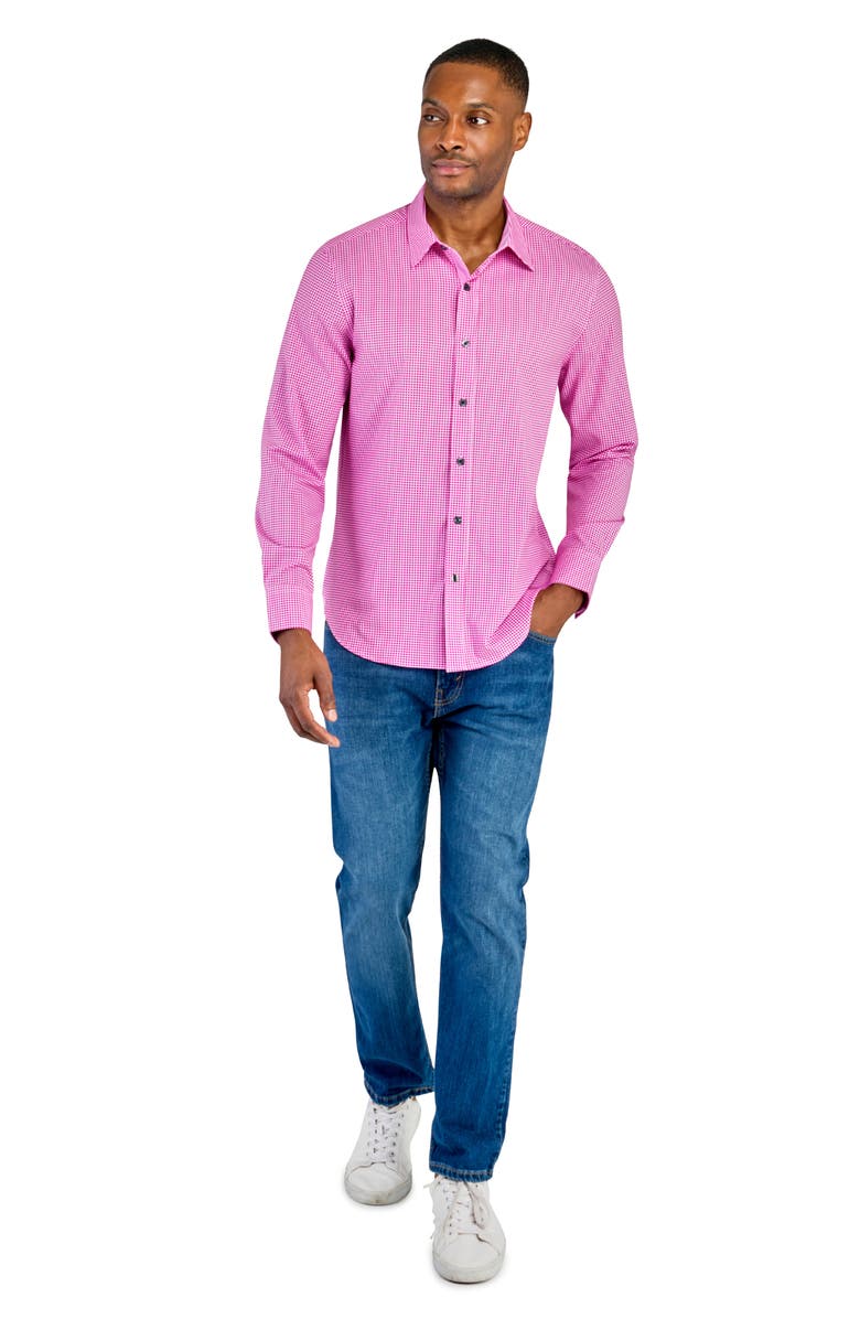CONSTRUCT Gingham Long Sleeve Button Front Shirt, Alternate, color, Pink
