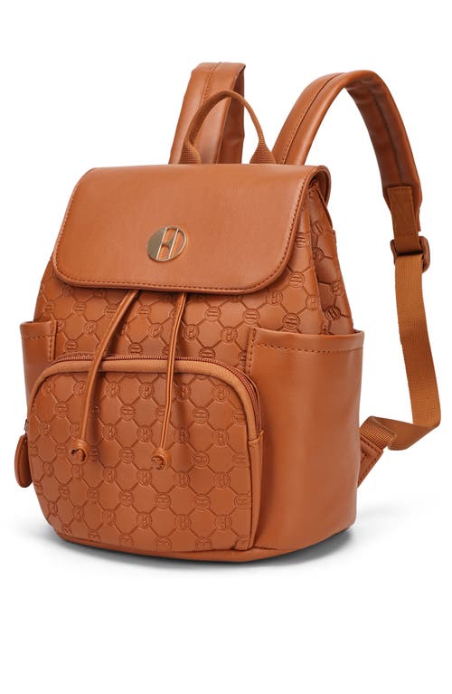 Elle Compass 10l Vegan Leather Monogram Mini Backpack In Brown