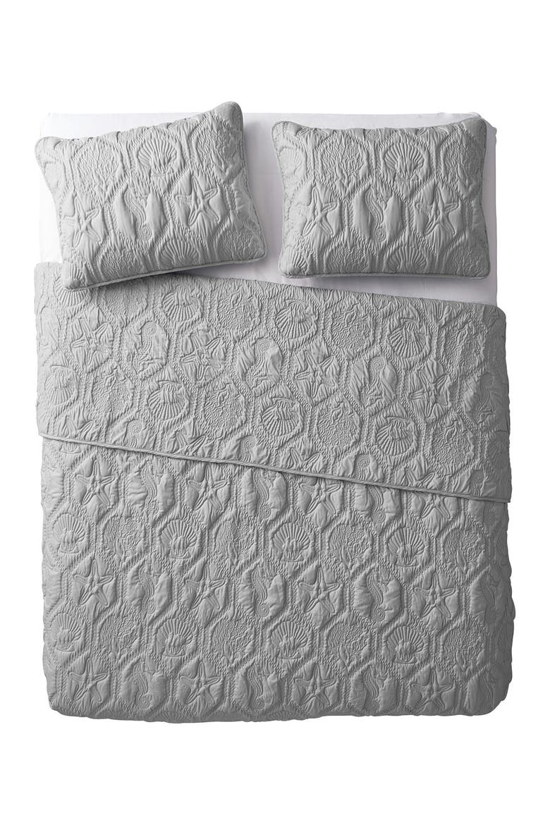 Shore Embossed Quilt Set - Queen, Alternate, color, GREY