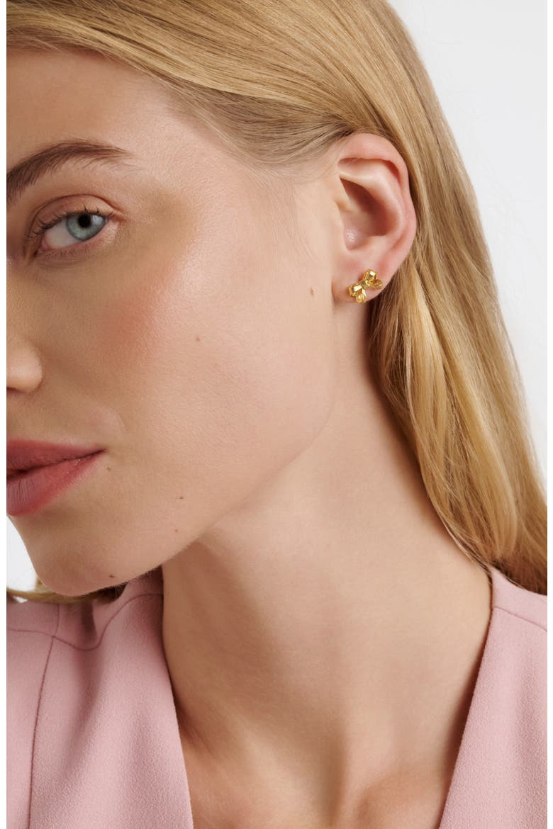 Pollay Petite Bow Stud Earrings, Alternate, color, GOLD TONE