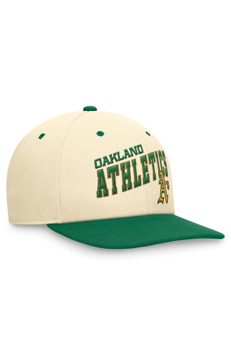 Nike Men's Nike Cream/Green Oakland Athletics Rewind Cooperstown Collection Performance Snapback Hat, Alternate, color,