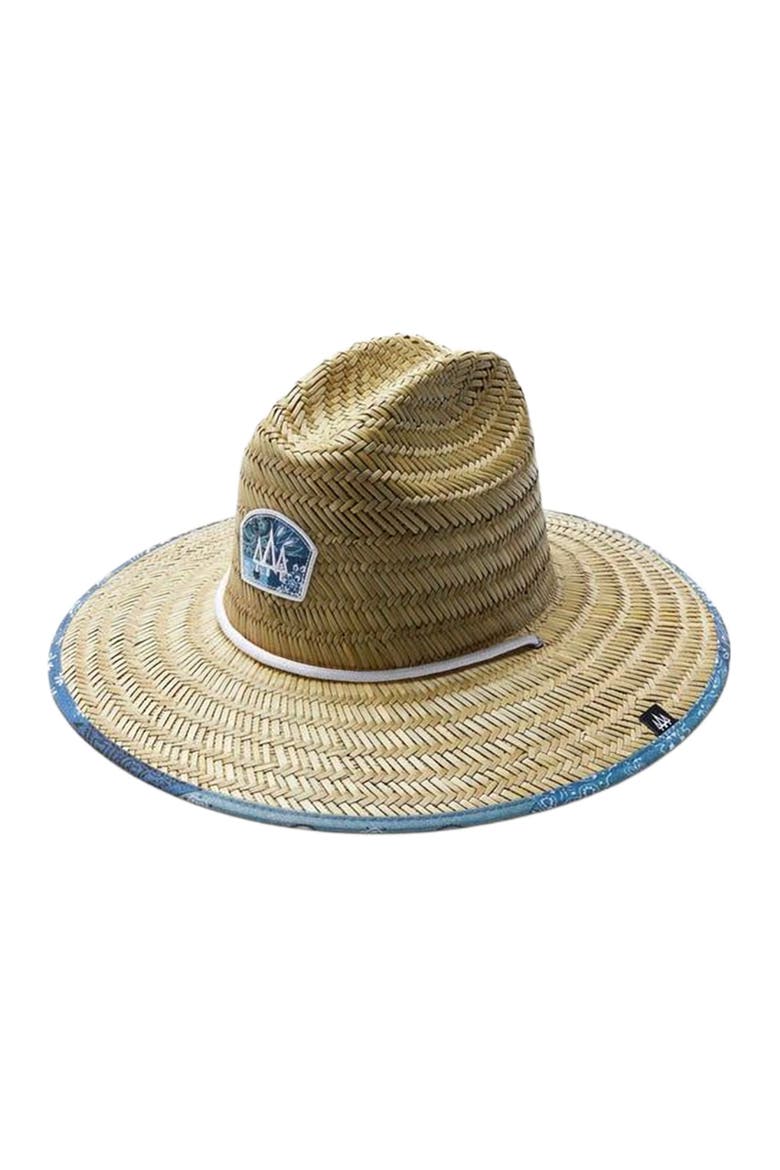 Wyatt Straw Lifeguard Hat, Main, color, Blue Bandana