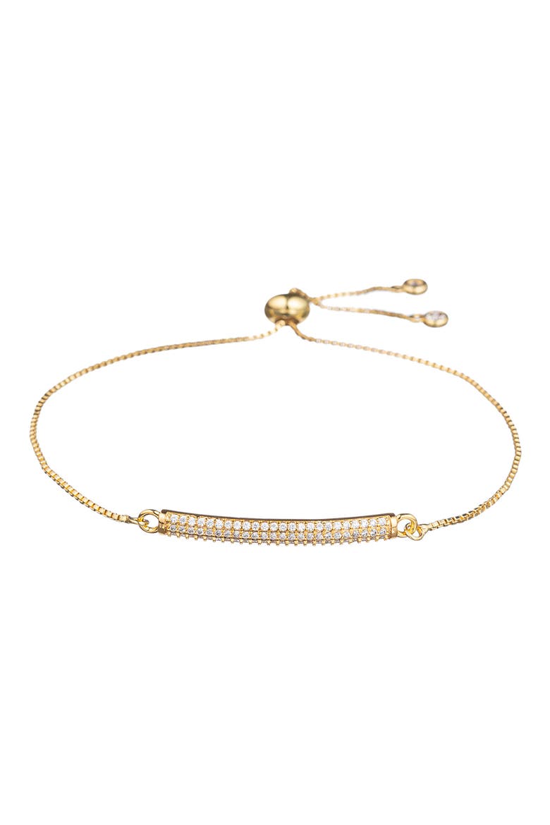 Juliette Set of 3 Cubic Zirconia Moon, Heart & Bar Slider Bracelets, Alternate, color, GOLD
