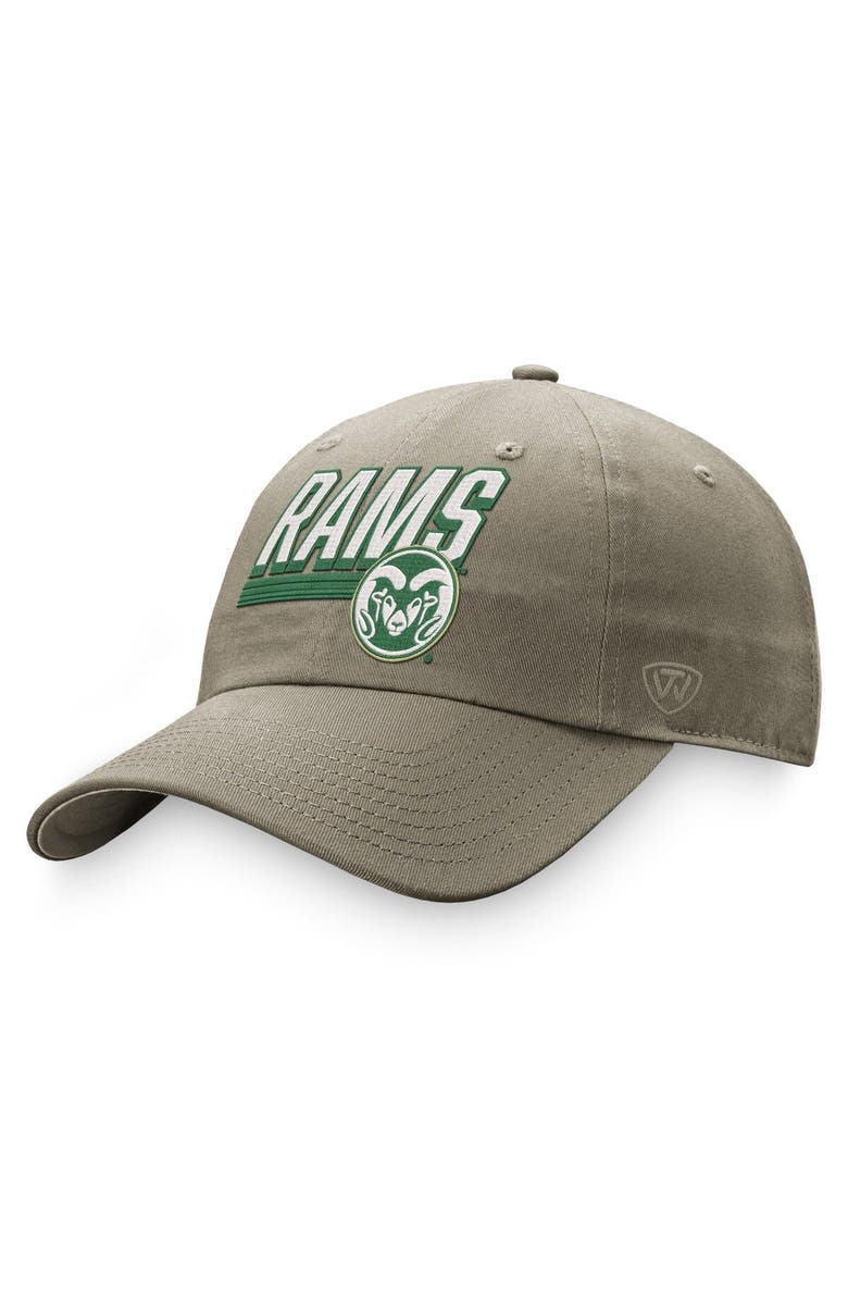 TOP OF THE WORLD Men's Top of the World Khaki Colorado State Rams Slice Adjustable Hat, Main, color, 