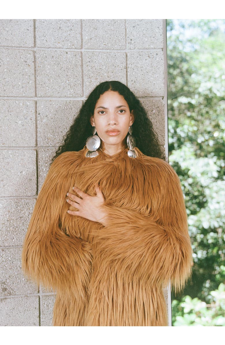 SIMONMILLER COATS Lett Shaggy Faux Fur Coat in Wheat, Alternate, color,