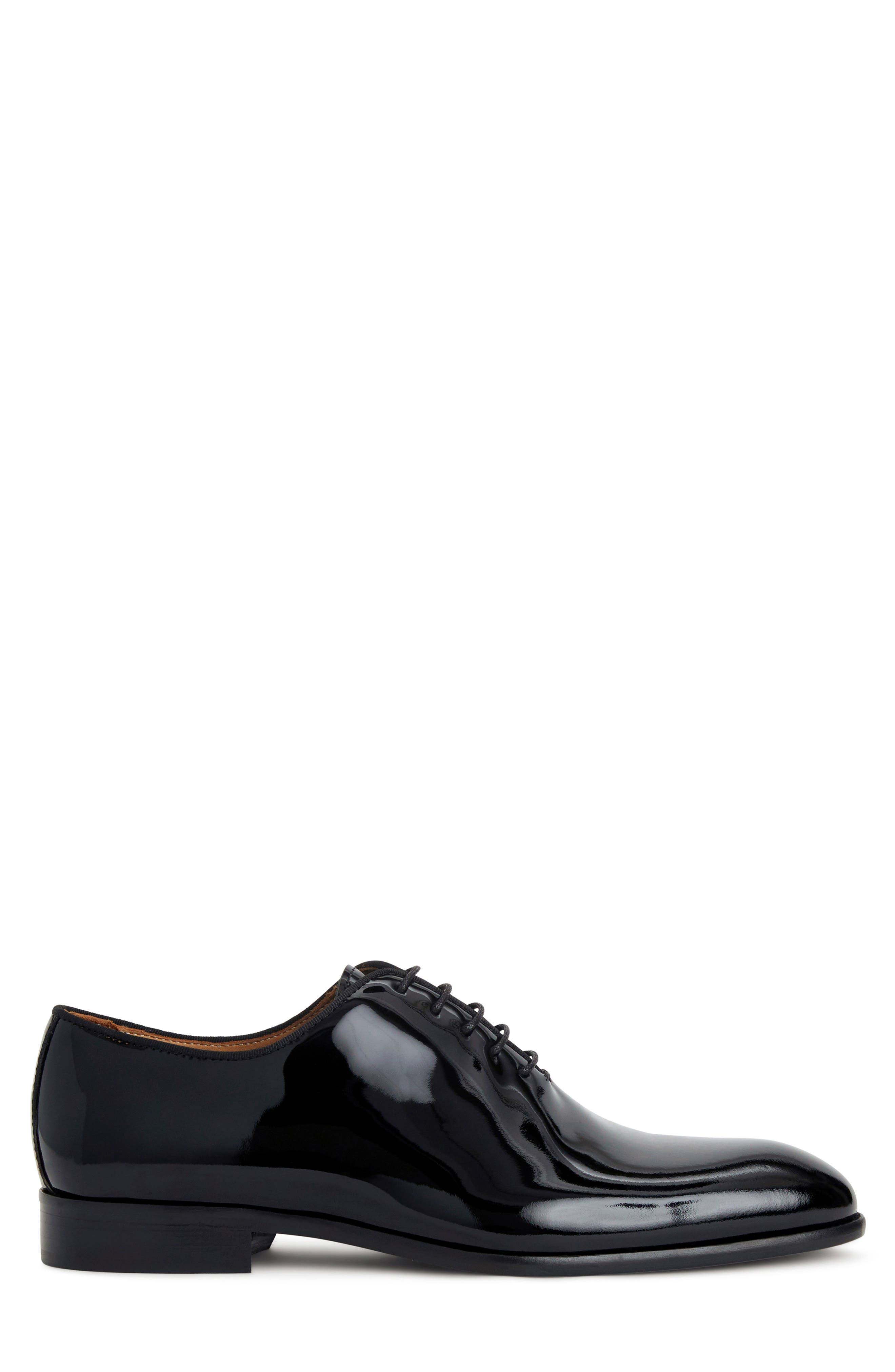 Bruno Magli Angelo Wholecut Tuxedo Shoe, Alternate, color, Black Patent