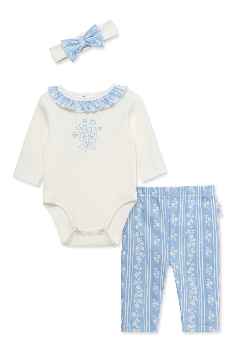 Kids' Floral Bodysuit, Pants & Headband Set, Main, color, BLUE FLORAL