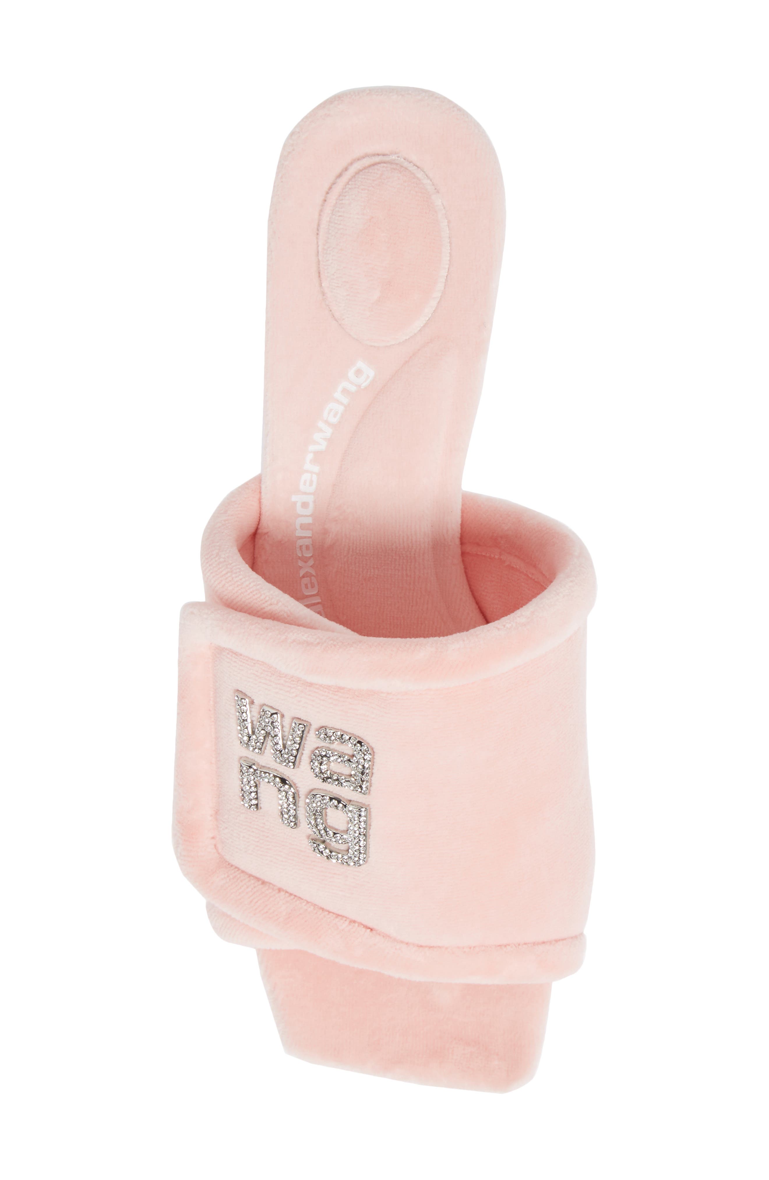 Alexander Wang Jessie Padded Crystal Logo Sandal, Alternate, color, 