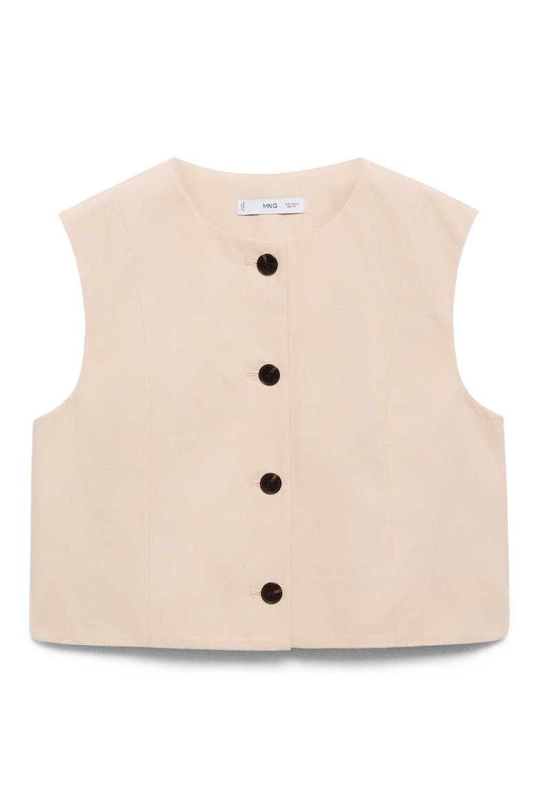 Button Cotton Crop Top, Alternate, color, ECRU