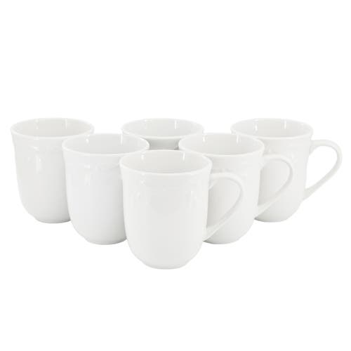 Elama Henryi 6 Piece 12 Ounce Porcelain Mug Set In White