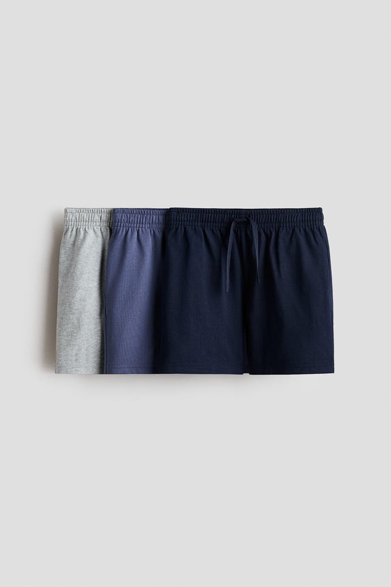 3-pack Cotton Jersey Shorts, Main, color, Light gray melange/navy blue