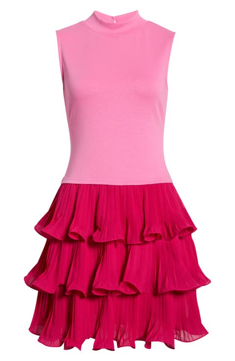 Haydri Colorblock Tiered Pleated Minidress