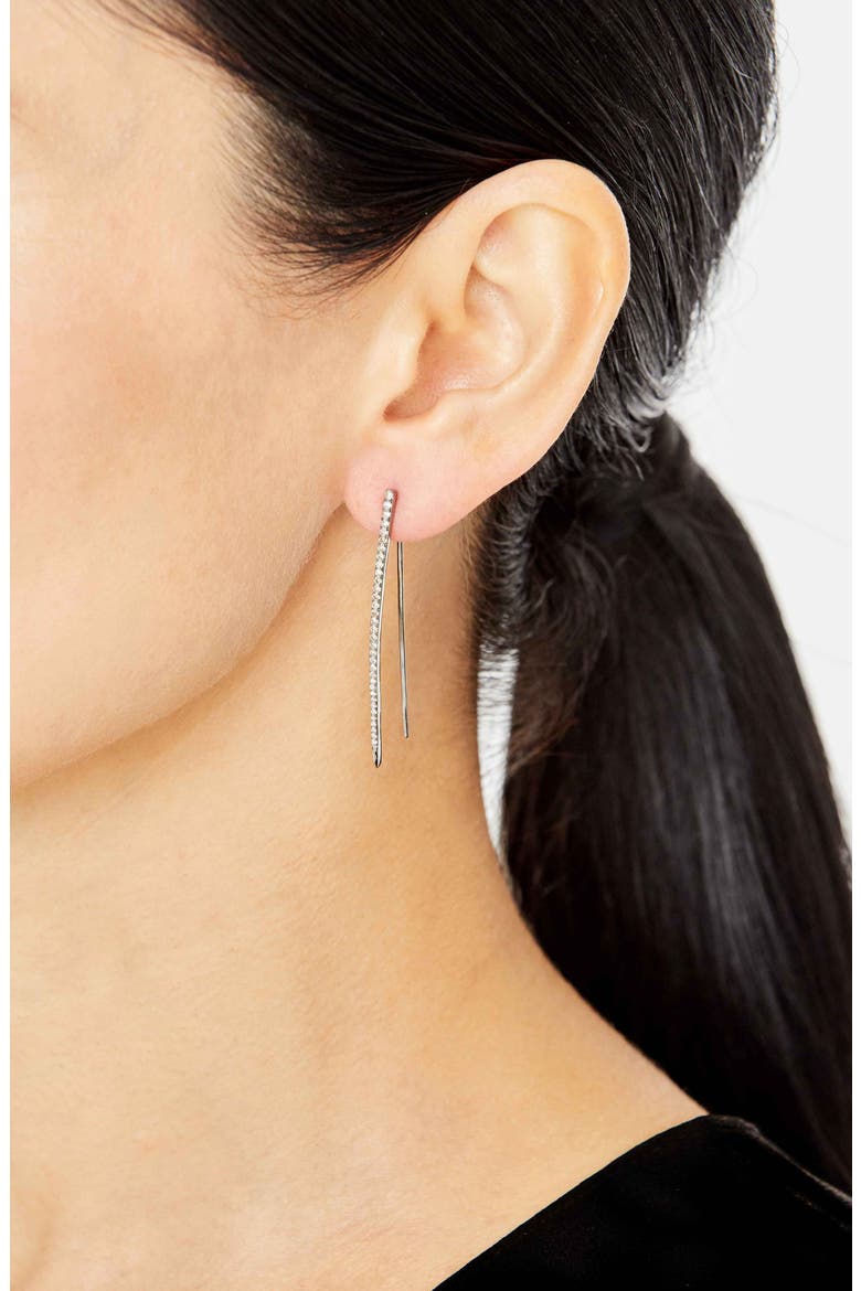 Diamond Dagger Earrings, Alternate, color, STERLING SILVER