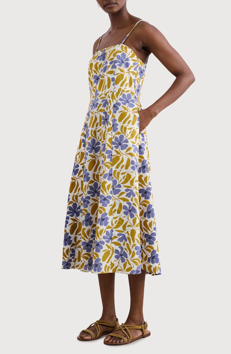 Seasalt Cornwall Madern Floral Organic Cotton Sundress, Main, color, Leafy Floral Chalk Pear