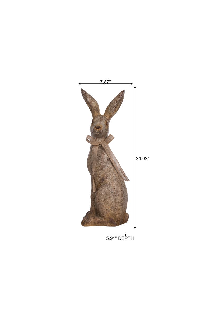 24 Inch MGO Sitting Garden Bunny Resin Multicolored for Spring Home Decor, Alternate, color, Brown