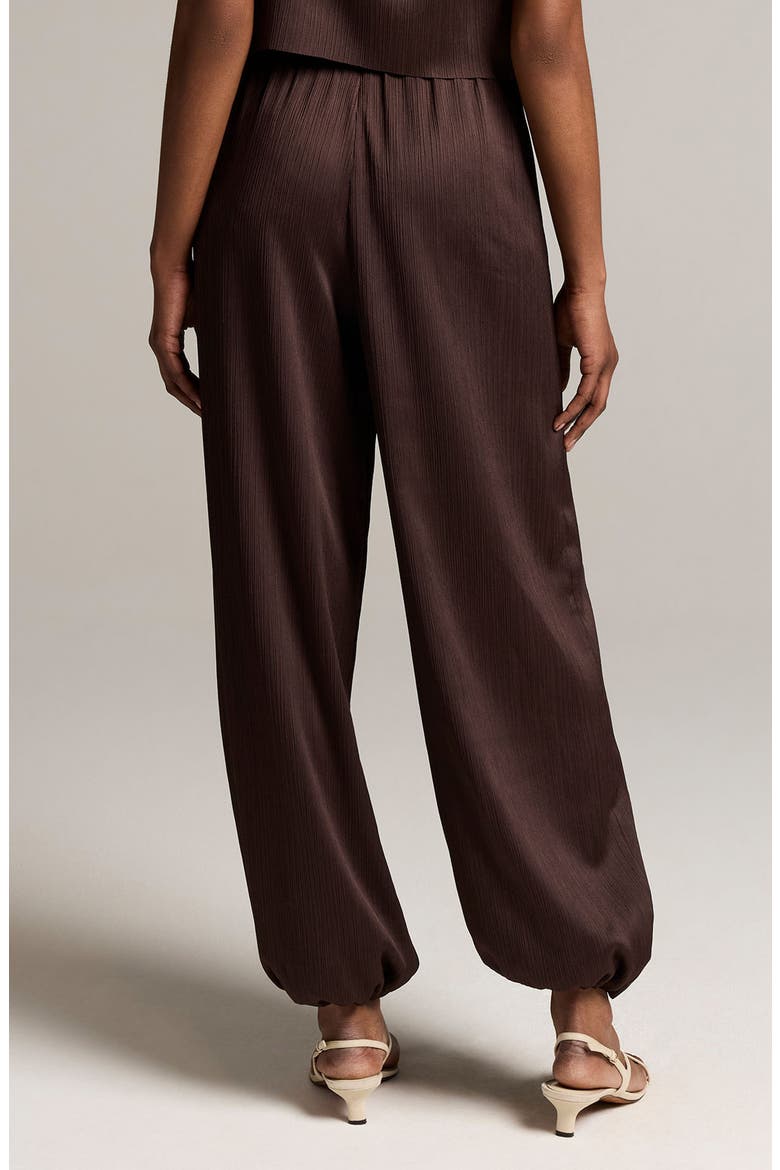 Plissé Drawcord-Hem Satin Pants, Alternate, color, IRON
