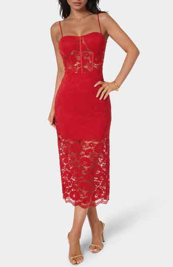 bebe Lace Corset Body-Con Midi Dress