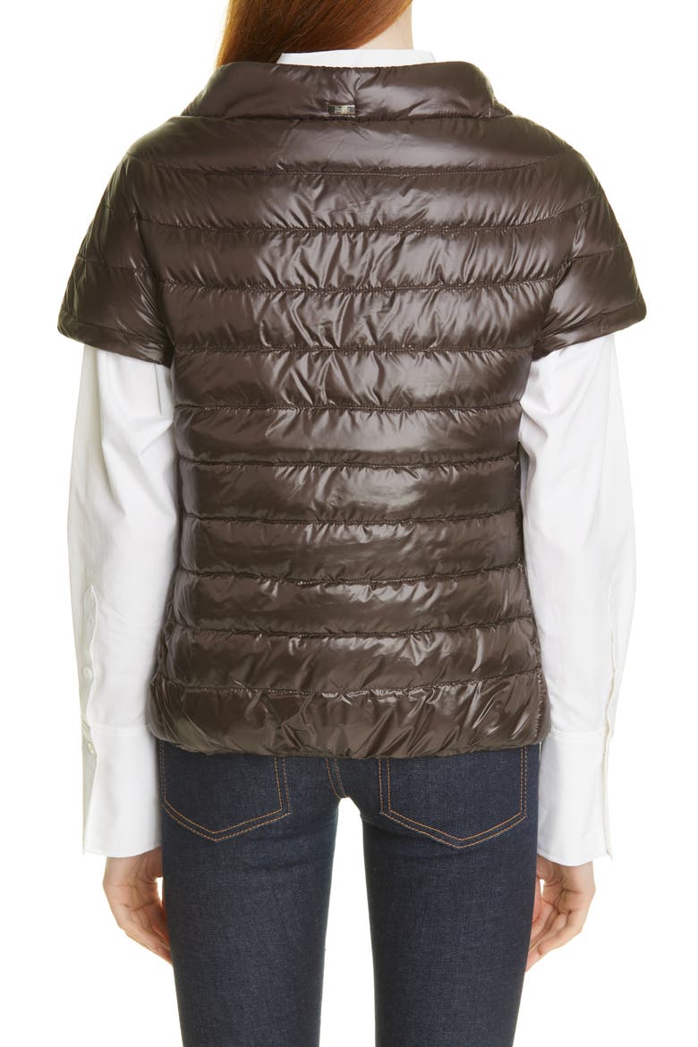 Emilia Cap Sleeve Quilted Down Jacket, Alternate, color, MARRONE SCURO
