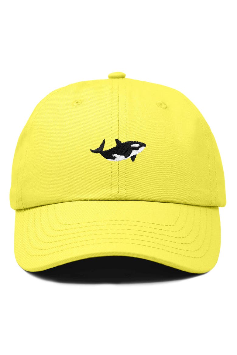 Killer Whale Embroidered Dad Hat, Main, color, Yellow