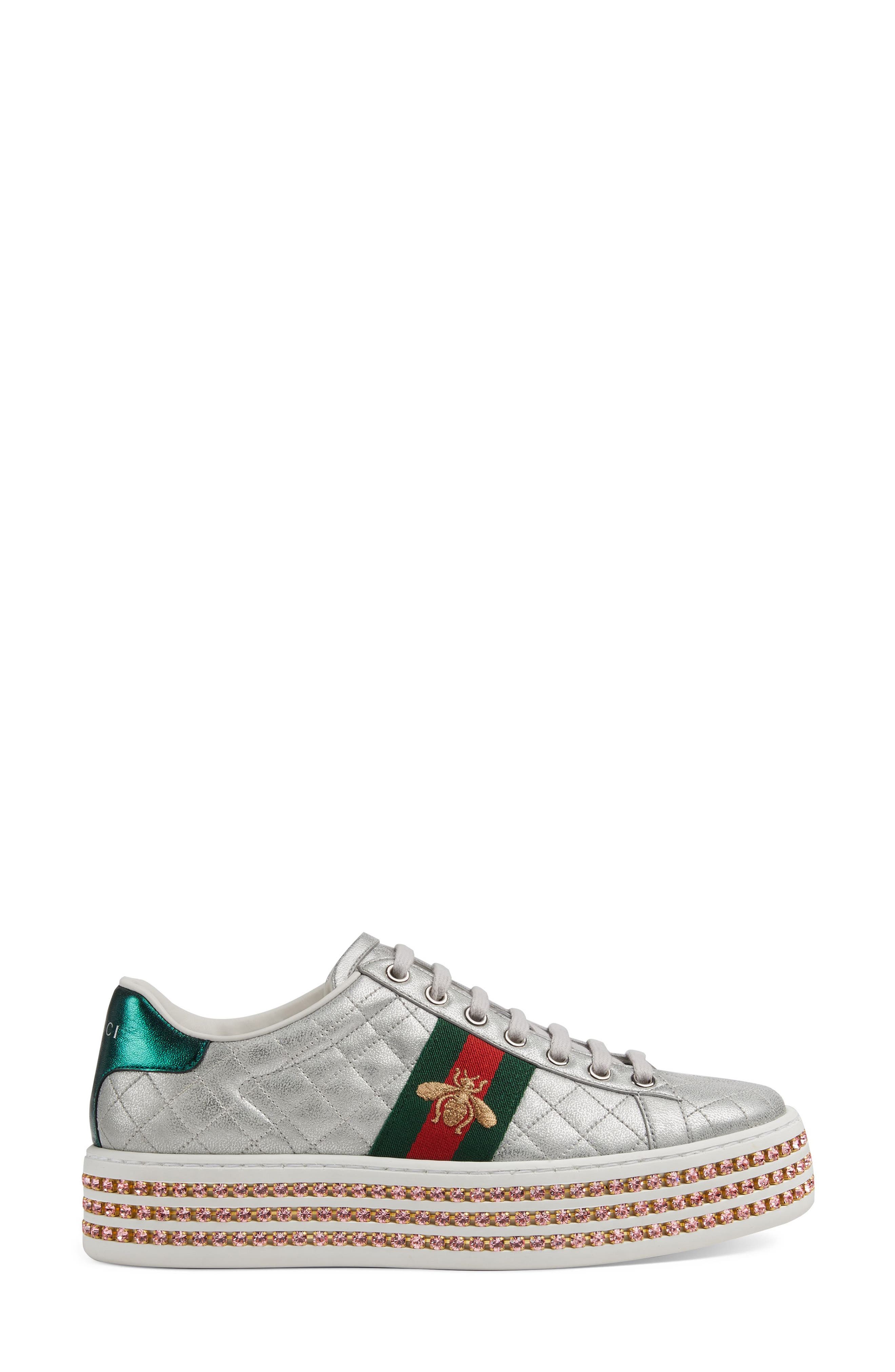New Ace Platform Sneaker, Alternate, color, ARGENTO LEATHER