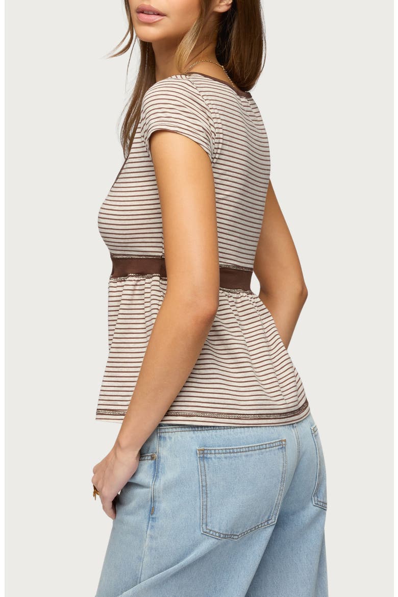Sady Contrast Stripe Babydoll Top, Alternate, color, BROWN