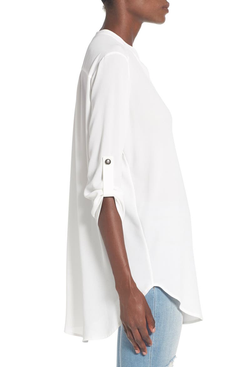 Perfect Roll Tab Sleeve Tunic, Alternate, color, OFF WHITE