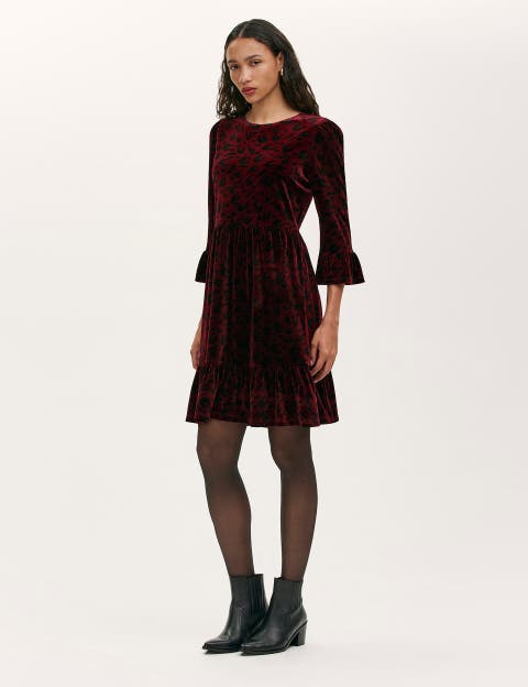 Cammie Animal Print Velvet Short Dress