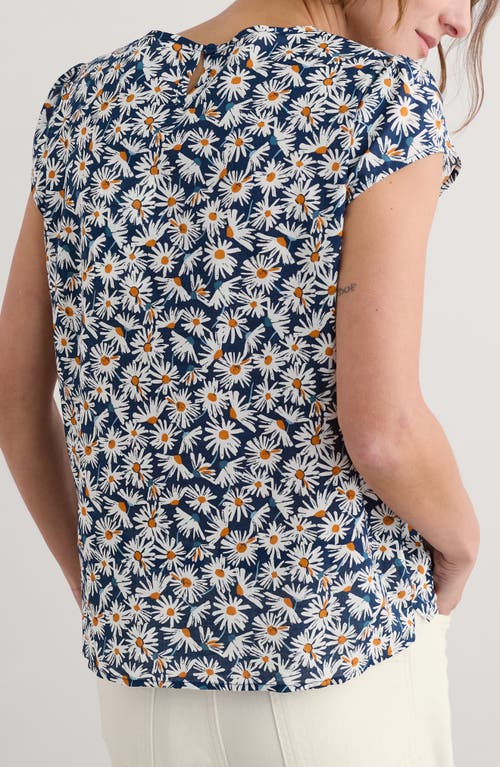 Seasalt Cornwall Garden Gate Daisy Print Organic Cotton Voile Top In Scatter Daisy Maritime