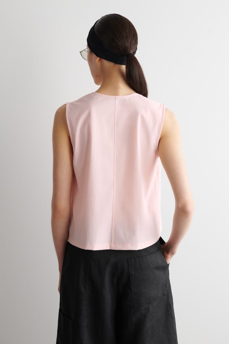 Gathered-neck Jersey Tank Top, Alternate, color, LIGHT PINK