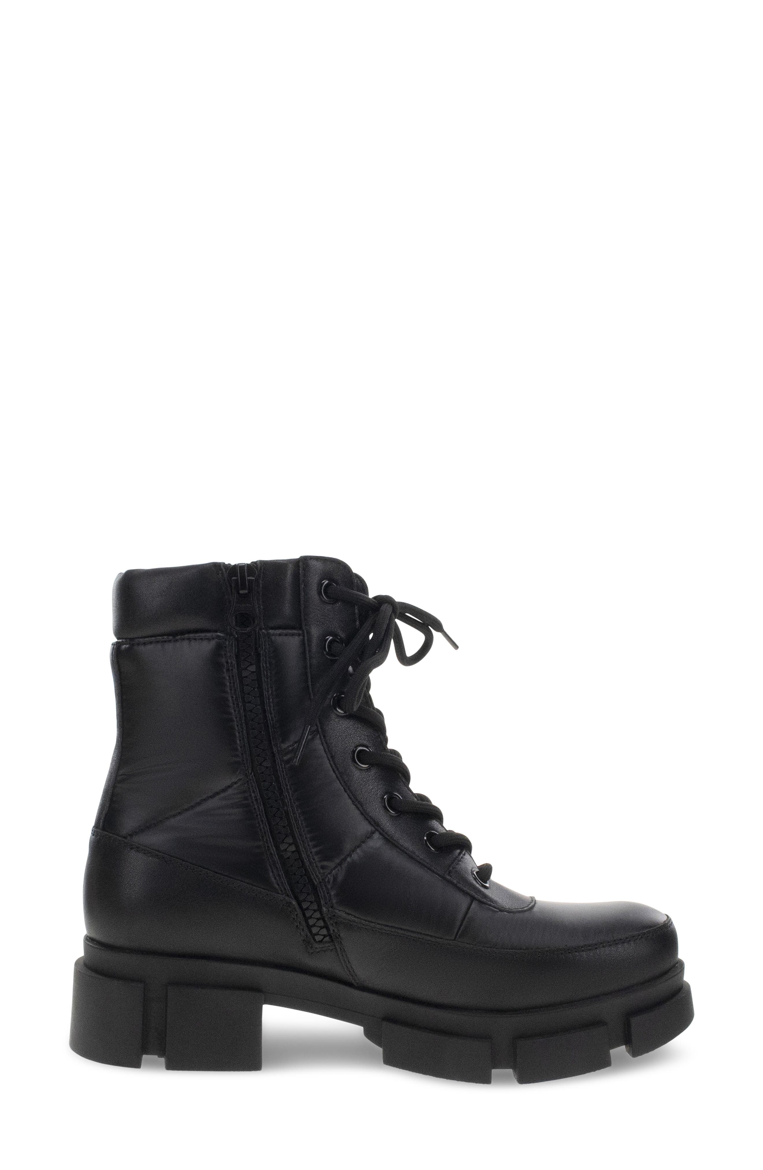 Ashford Quilted Lace Up Boot, Alternate, color, BLACK
