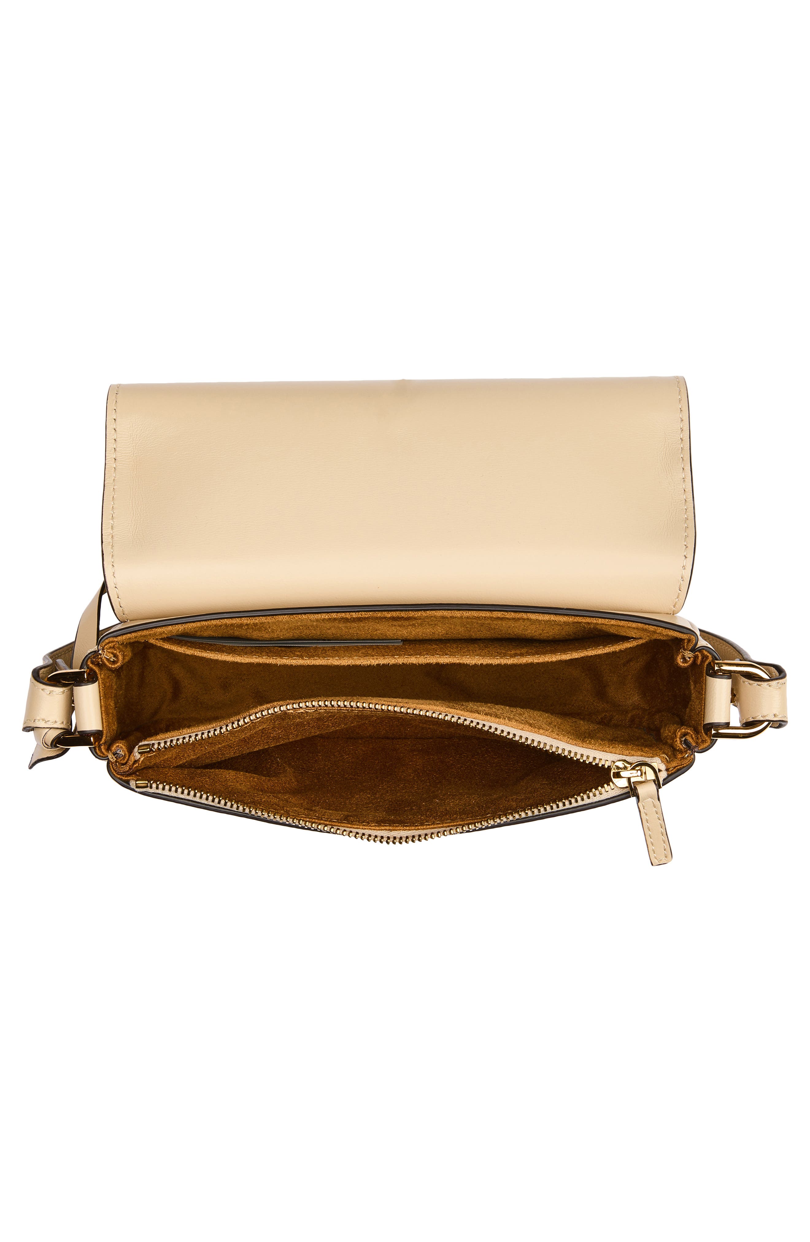 Versace Mini Tag Leather Shoulder Bag, Alternate, color, Cream-Versace Gold