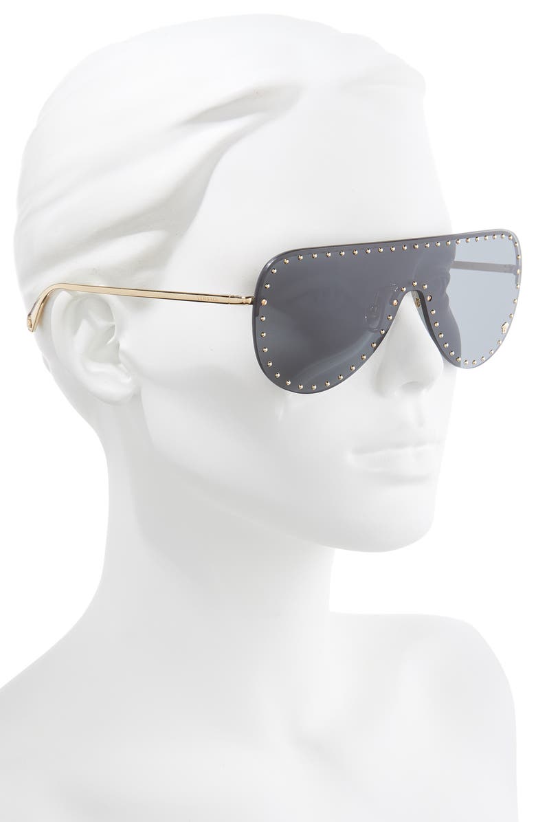 Versace 148mm Shield Sunglasses, Alternate, color, Gold