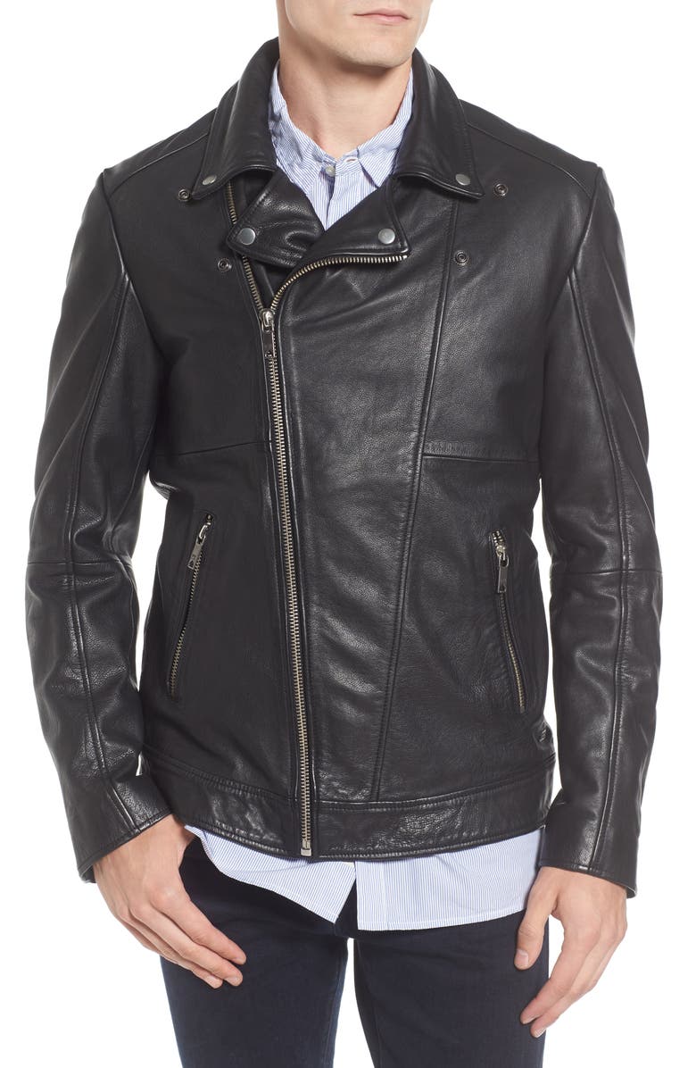 Scotch & Soda Classic Leather Jacket, Alternate, color, 