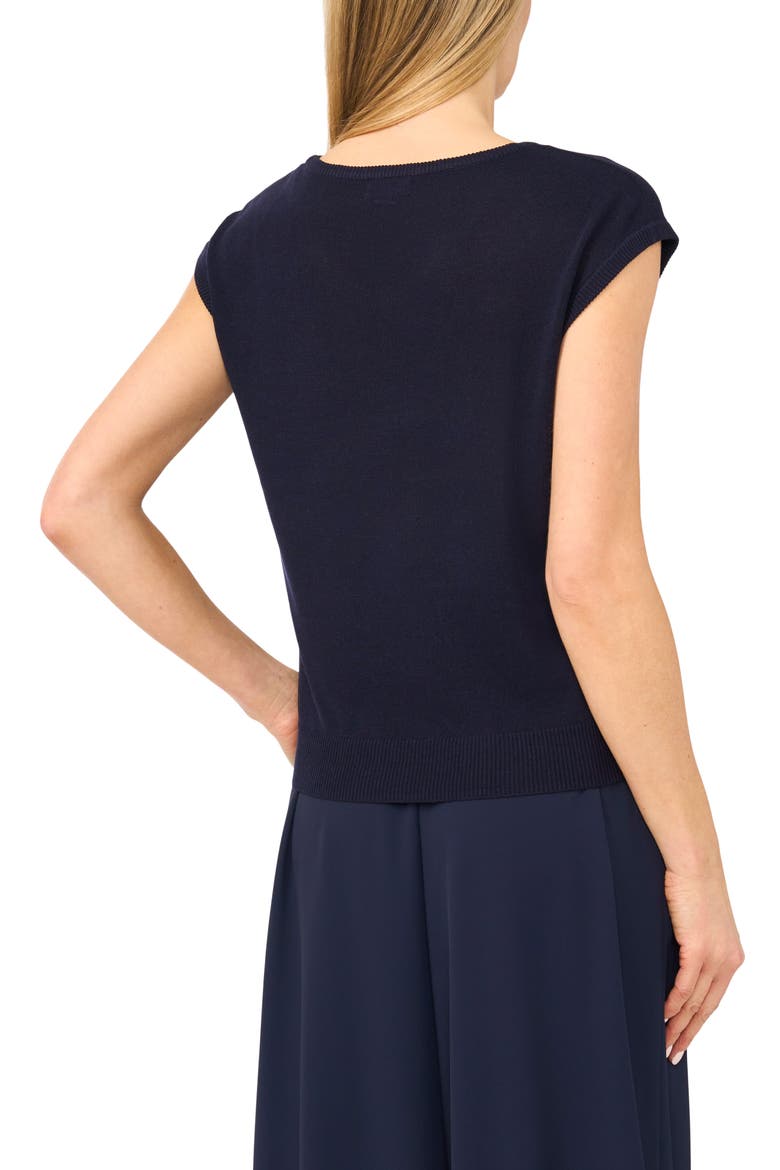 V-Neck Cap Sleeve Sweater Vest, Alternate, color, CLASSIC NAVY