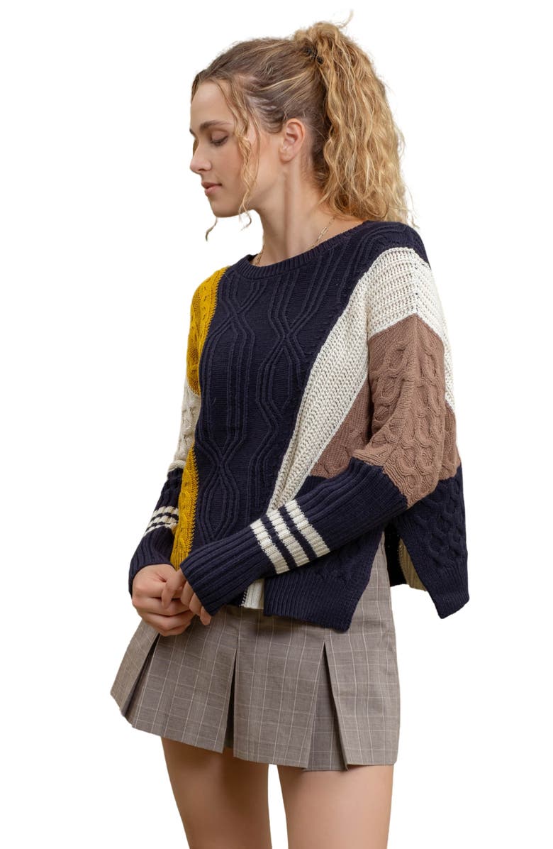 Blu Pepper Colorblock Sweater, Alternate, color, Navy Multi