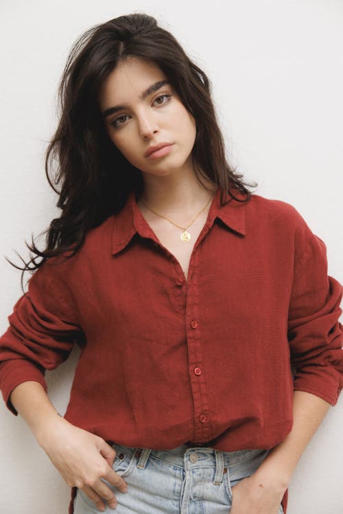 Vir Vita Cecile Oversized Linen Shirt In Brown