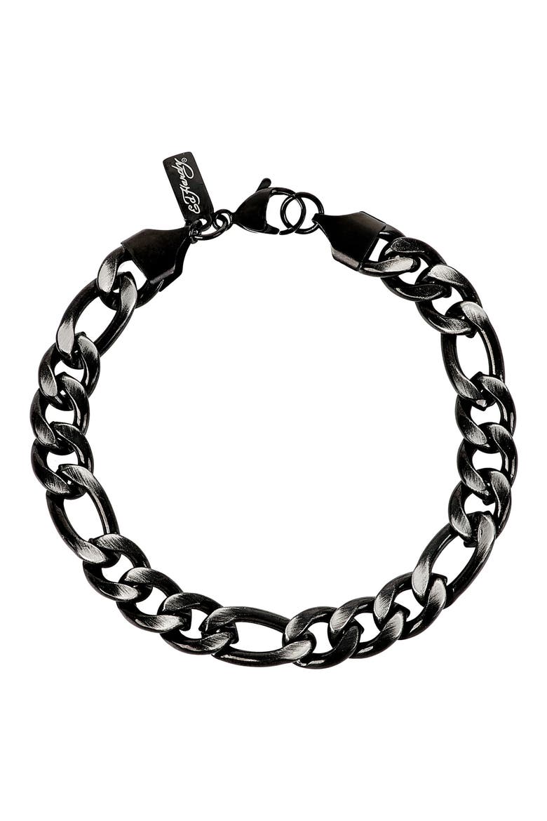 Men's Figaro Chain Bracelet, Main, color, BLACK