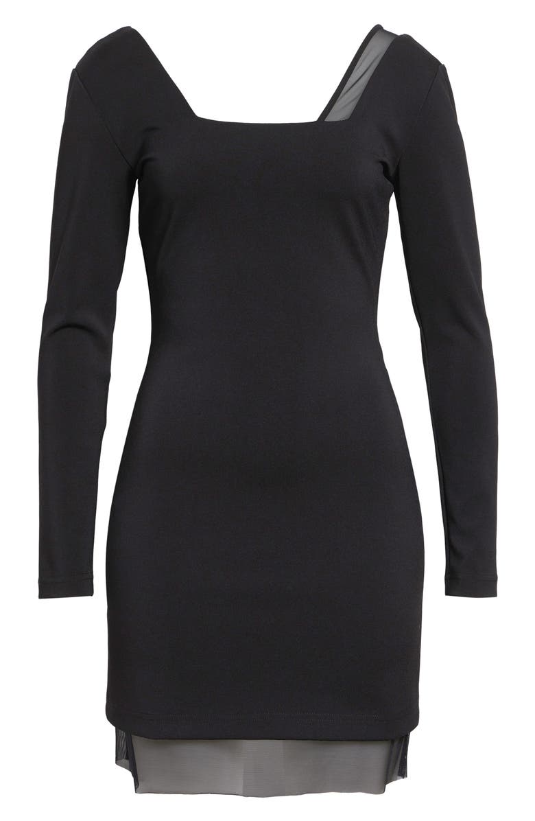 ISRAELLA KOBLA Ivara Mesh Detail Long Sleeve Knit Minidress, Main, color, Black