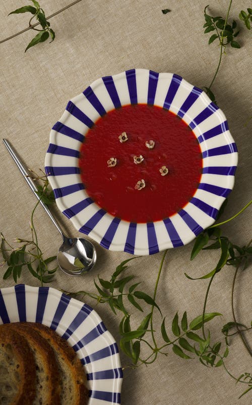 Maison Madison Home Mafalda 9,2'' Pasta Bowl Set Of 4 In Blue/cream