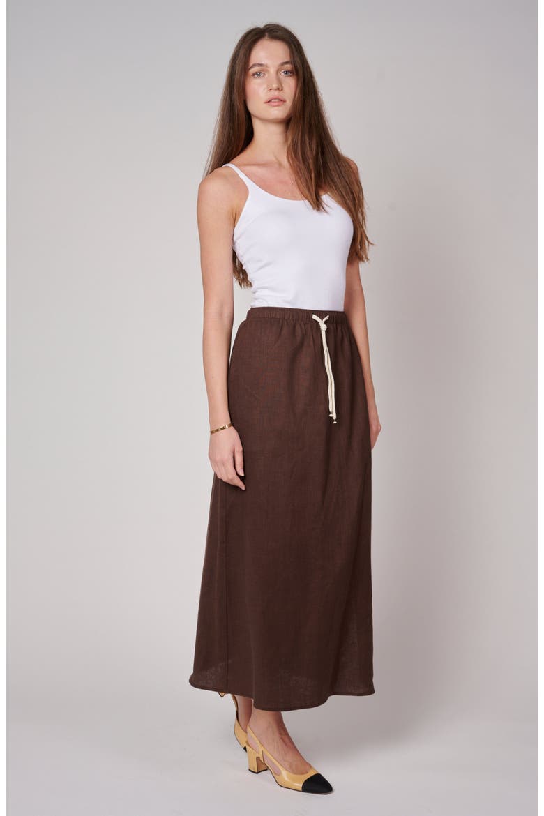 Linen Resort Skirt, Alternate, color, Espresso