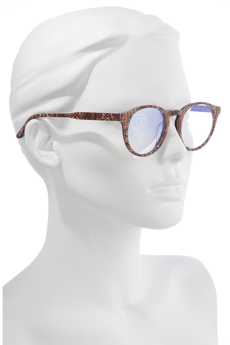 Sawyer 48mm Round Blue Light Blocking Glasses, Alternate, color, SNAKE SKIN
