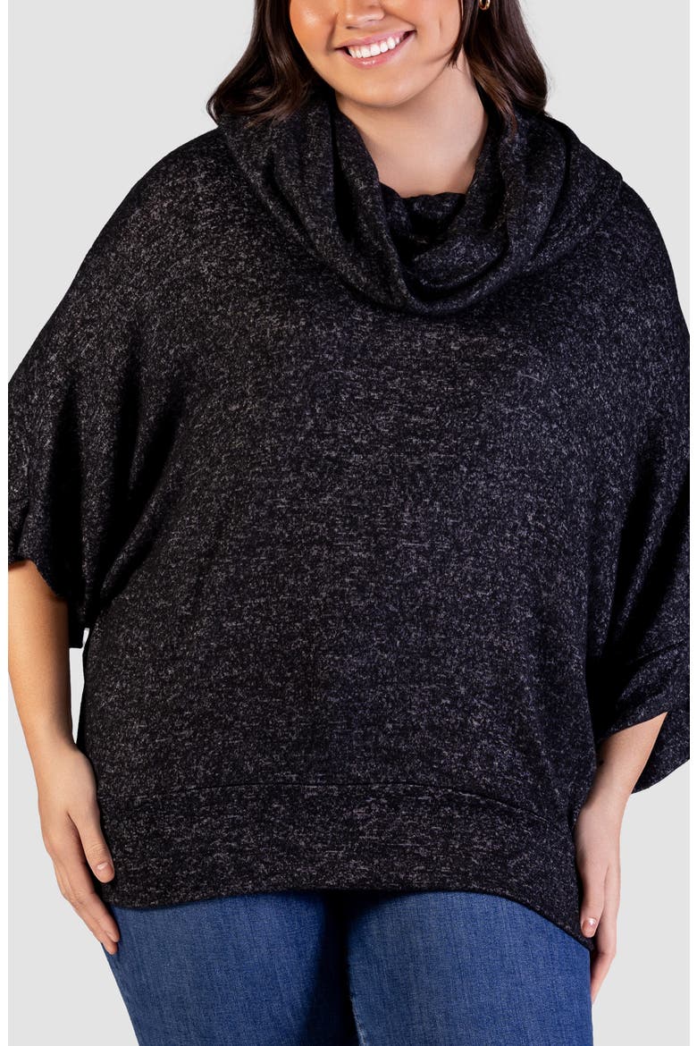 Cowl Neck Elbow Sleeve Sweater, Main, color, BLACK